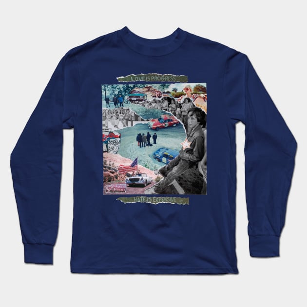 Sentimental Journey - Vintage American Dream Collage Long Sleeve T-Shirt by EVANARTT